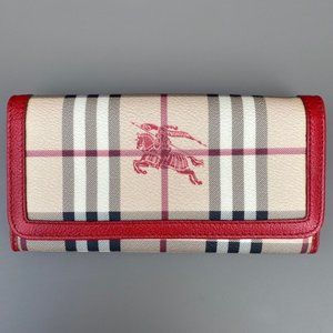 Burberry Haymarket Check Pattern Coated Canvas Continental Wallet